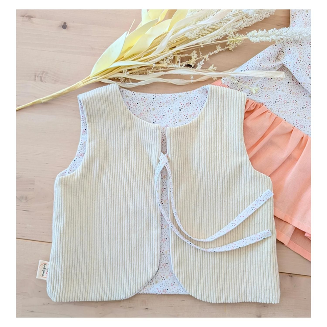 Noël – Ensemble blouse + gilet – Taille 2 ans - Tissu coton rose à étoiles roses