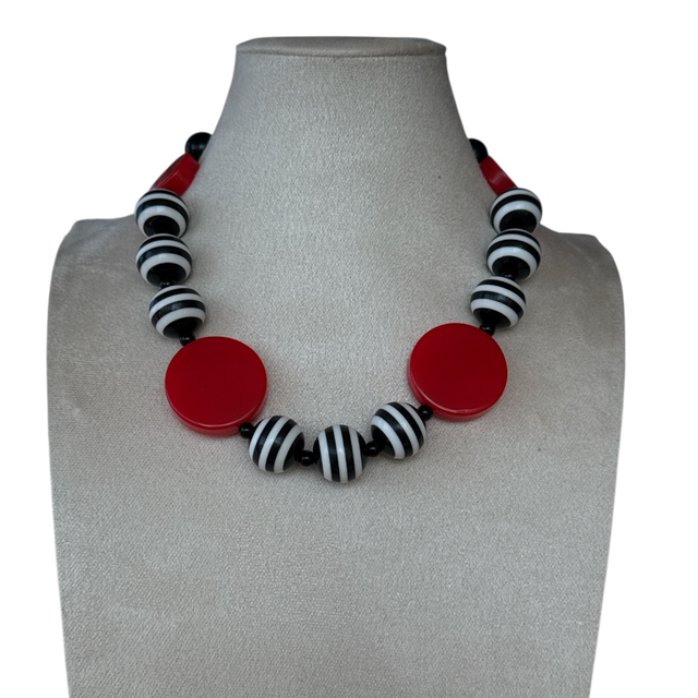 Collana zebra sfere rosso