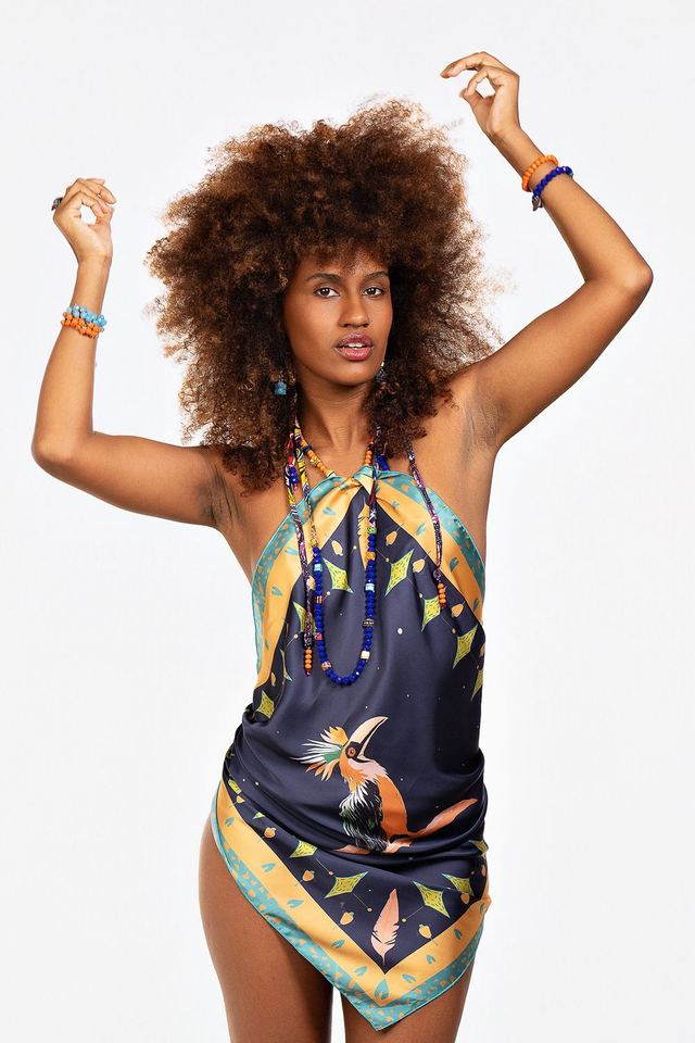 Foulard carré Hornbill Nuit Satiné 70 cm x 70 cm