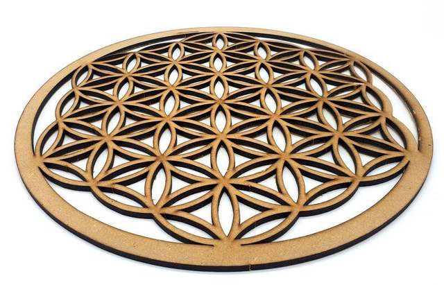 Plaque Fleur de vie sculptée Bois 30cm