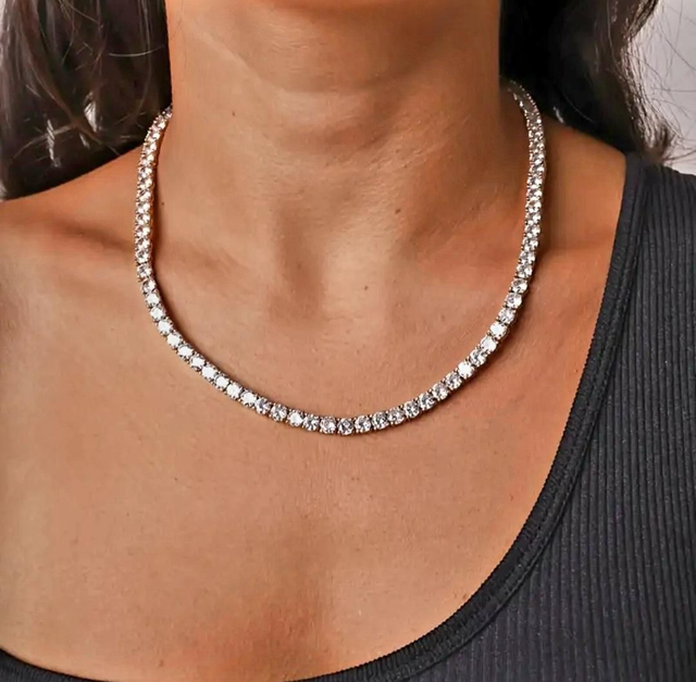 Collier Tennis de Luxe 5mm en Cuivre Plaqué-Or 18K avec Zircons Cubiques Étincelants