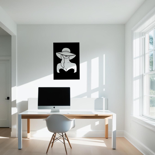 Cadre femme au chapeau (54x39cm)