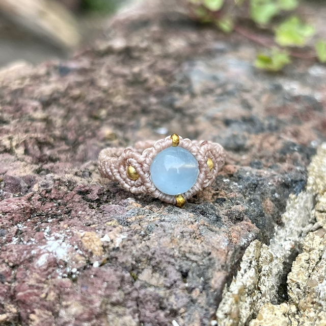 Bague « Alcyone » Aigue marine (T.56-57)