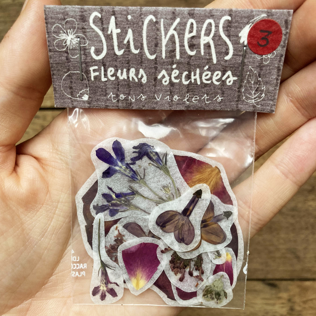 Stickers fleurs séchées - tons violets