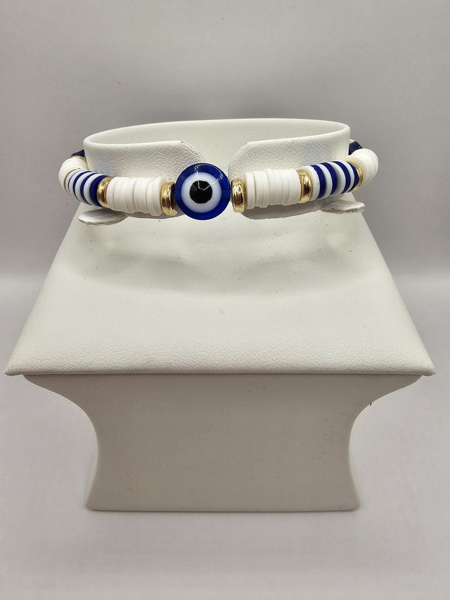 Heishi Clay Bead 'Evil Eye' Bracelet.