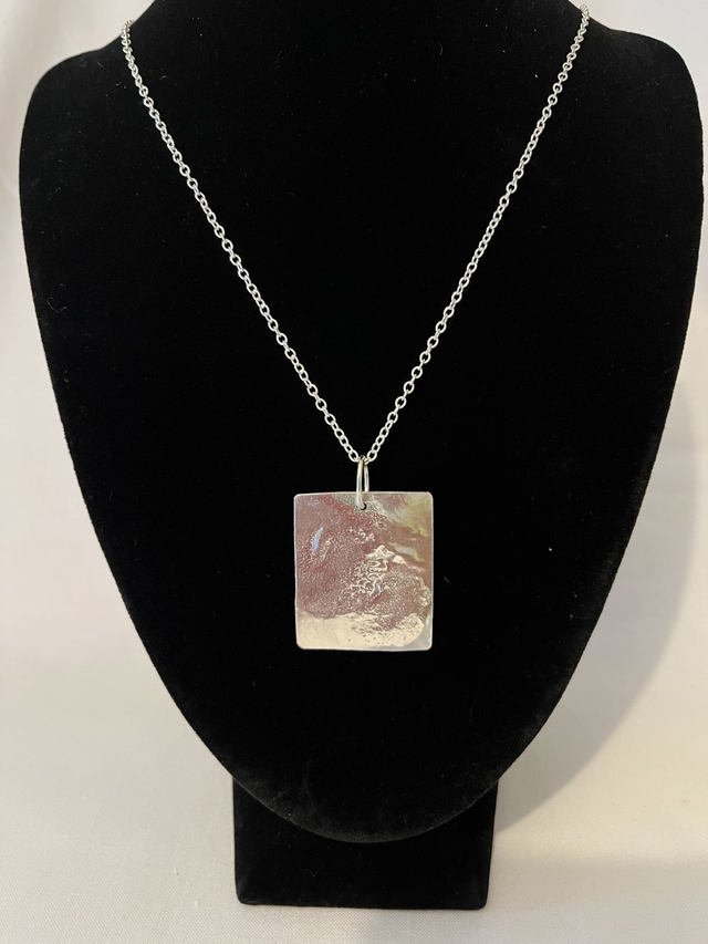 Reticulated Silver Rectangular Pendant – Textured Recycled Sterling Silver