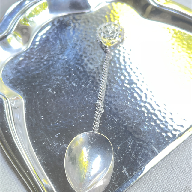 Silberlöffel antik verziert Zuckerlöffel Taufgeschenk