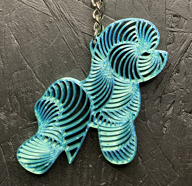 3D - Keychain Bichon Turquoise