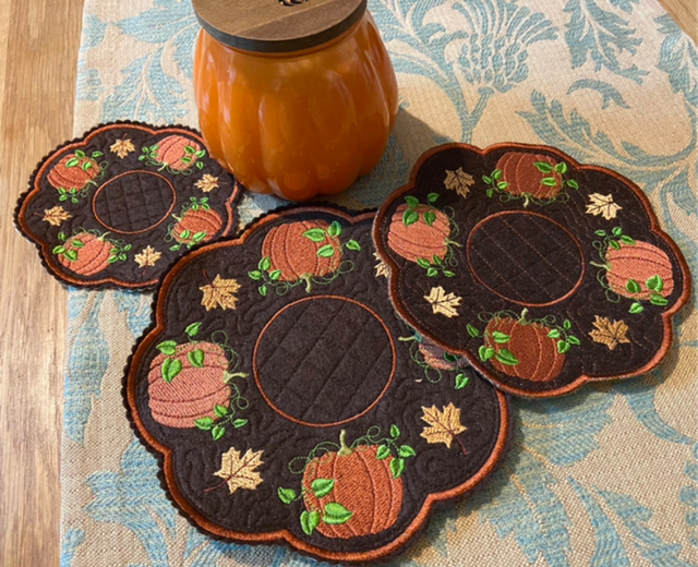 Pumpkin Autumn Candle Mat - 4 sizes available