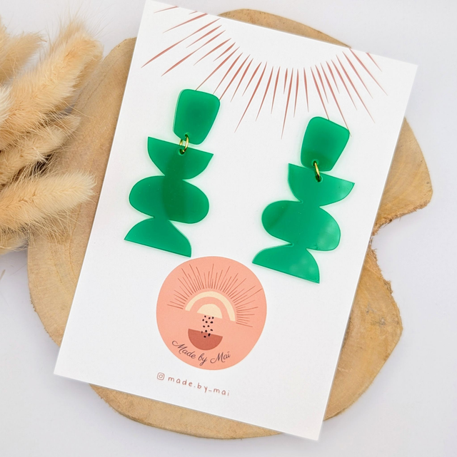 Boucles d&#039;oreilles vertes en plexi