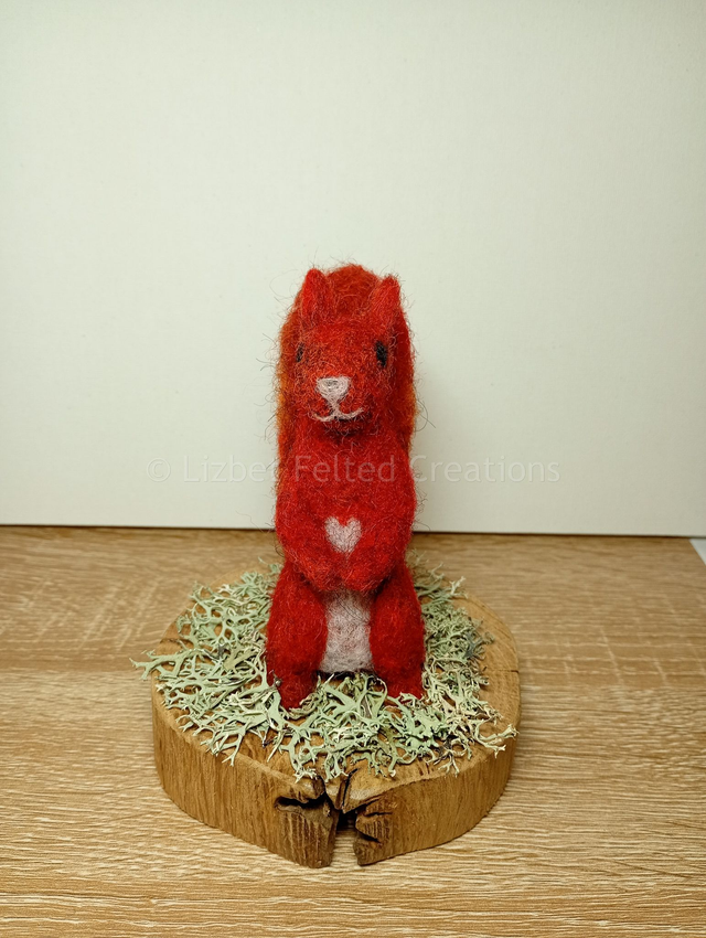 Red squirrel decoration, felted red squirrel 