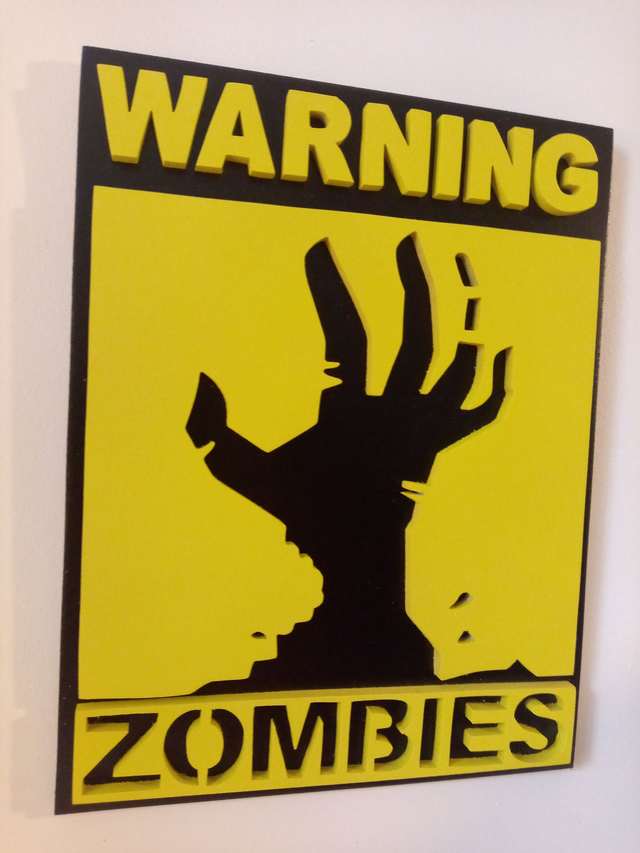 Pancarte de prévention contre les Zombies - 20x26 cms