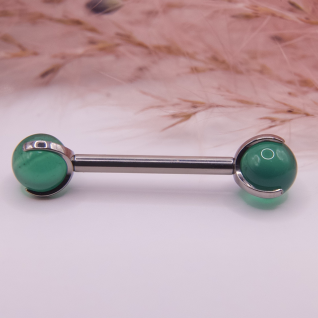 Barbell Pierres Naturelles Aventurine Verte 