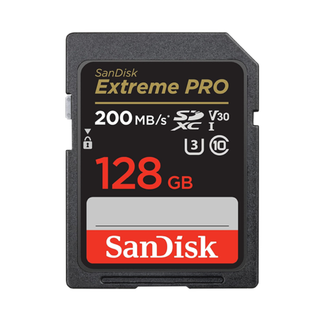 SanDisk 128 Go Extreme PRO carte SDXC + RescuePRO Deluxe, jusqu&#039;à 200 Mo/s, UHS-I, Classe 10, U3, V30