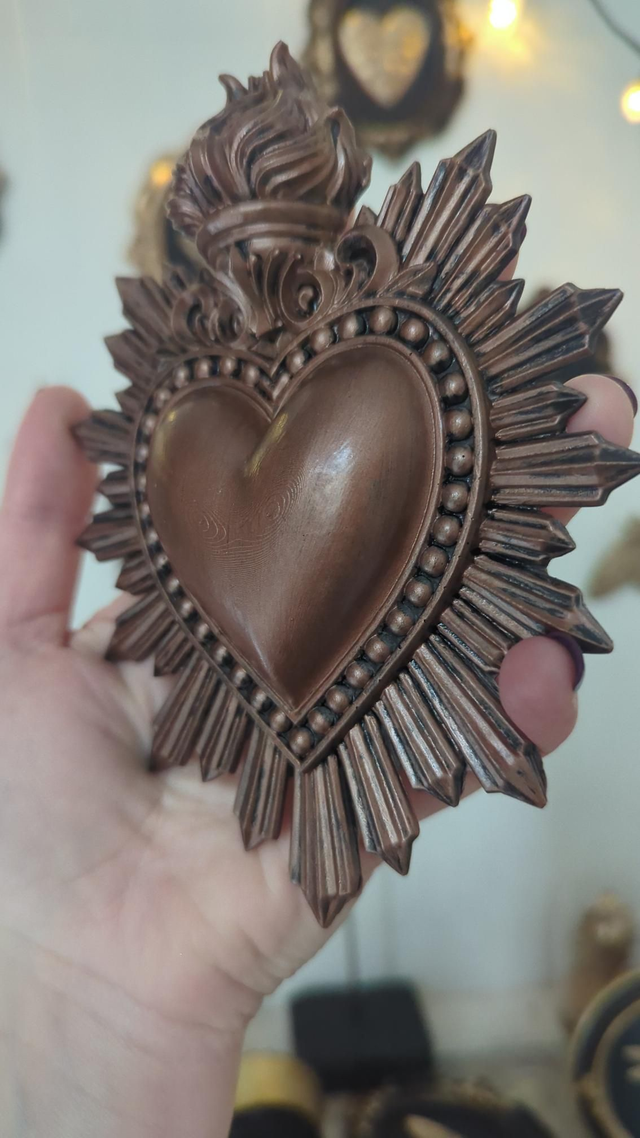 Décoration murale - cœur ex-voto - bronze