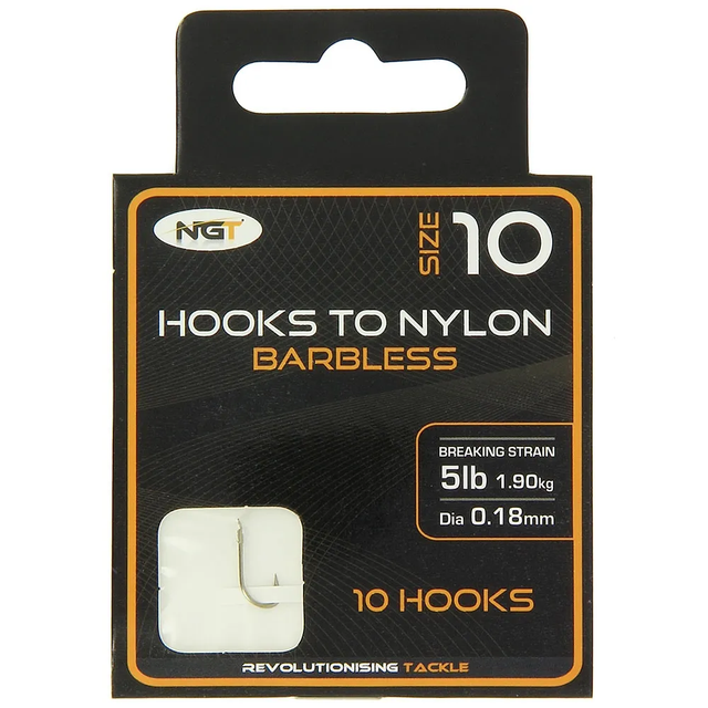 Size 10 Hook NGT Hooks to Nylon Combo - Pack Size 10
