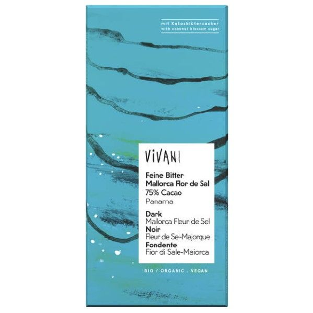 Vivani Feine Bitter Salz 75% Cacao 80g Tafel