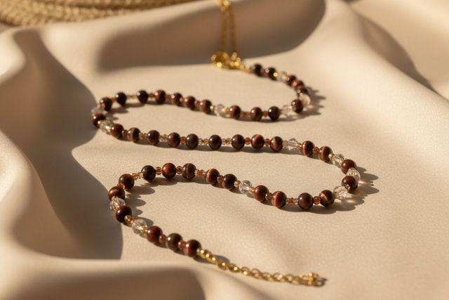 Collier en pyrite et grenat almandin