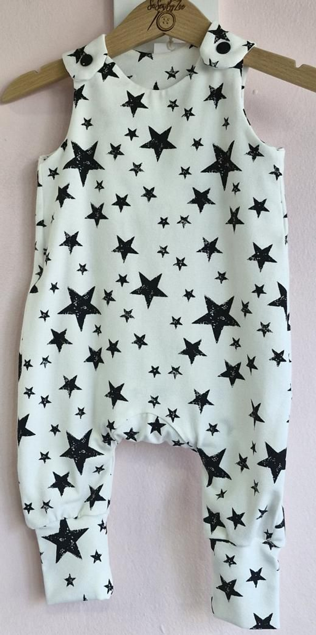 2-4 months 'Freddie' romper white with Black Stars