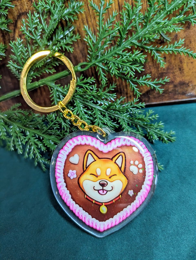 Lebkuchenherz shiba inu keychain