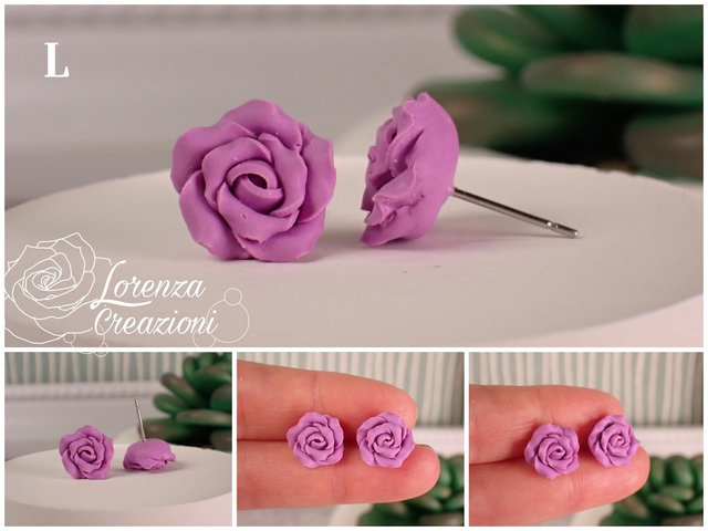 Orecchini a lobo rose viola lavanda