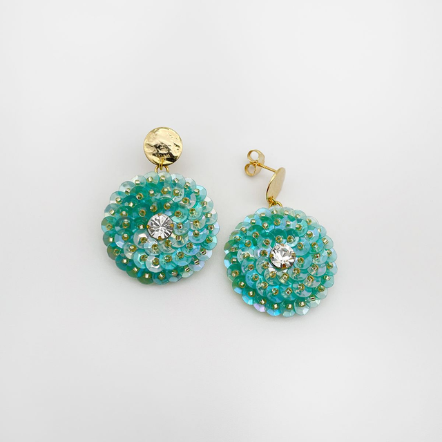 Boucles d’oreilles (clous) ZINNIA - TURQUOISE Ø30mm
