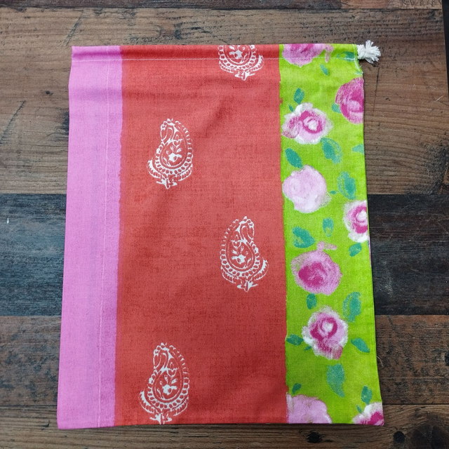 Bariolé orange et rose - Hauteur 37,5 cm x Largueur 30 cm