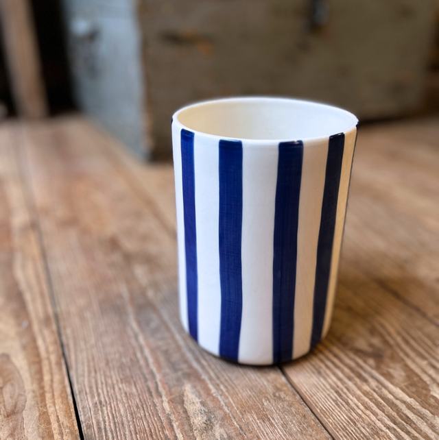 Vase - dunkelblau/gestreift