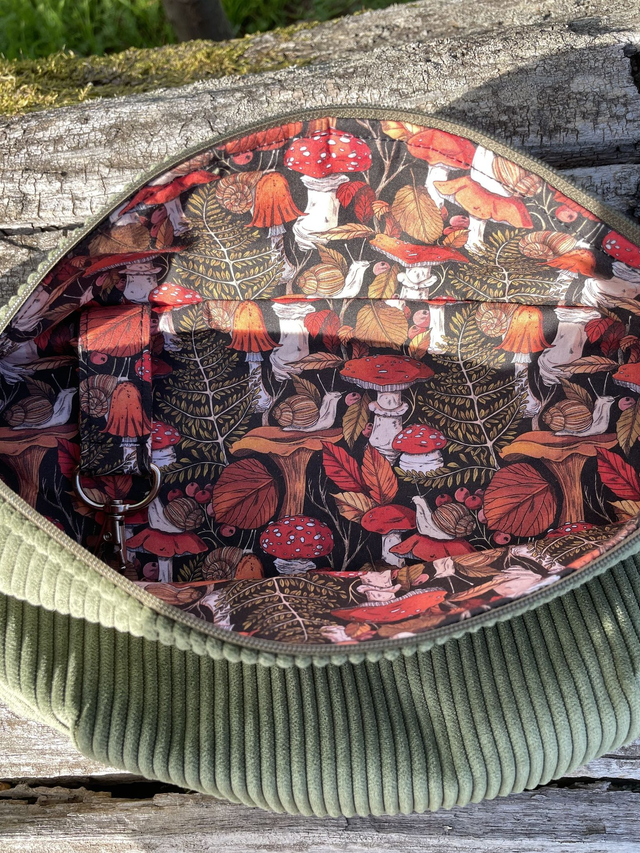 Sac banane velours côtelé - Champignons