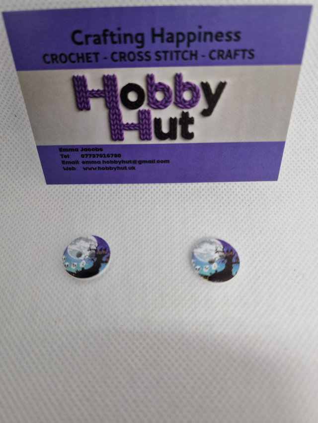 Halloween Full Moon with Ghosts Buttons 