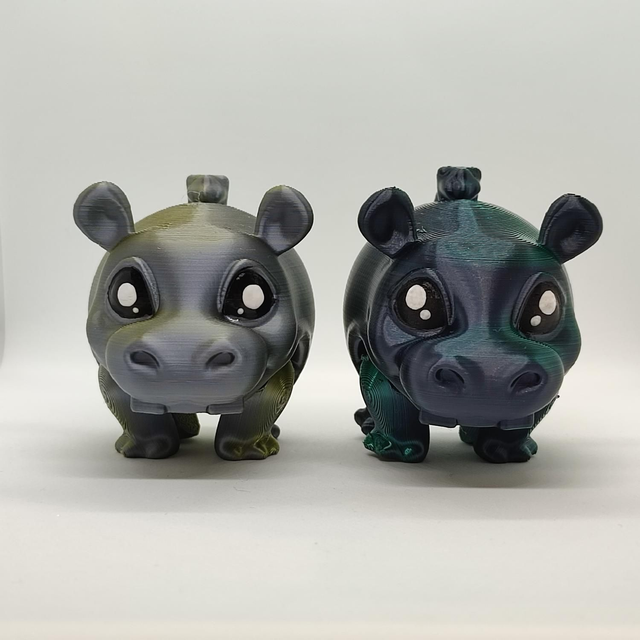 Hippo Puffling articulated, 3D Printed Hippo Puff Fidget, 3D printed animal, movable hippo figure, cute 3D hippo, PLA printed, 3D printed gifts, hippo collectible, flexible hippo model, desk toy animal, articulated 3D print 
