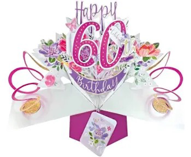 60th pop out birthday card female