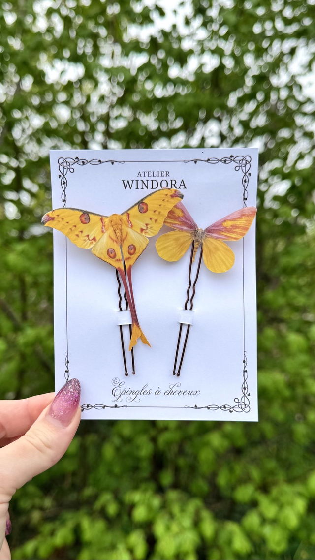 Duo Épingles à cheveux Papillons | Jaune
