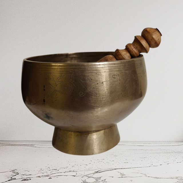 Antieke Nepalese Klankschaal + Stok