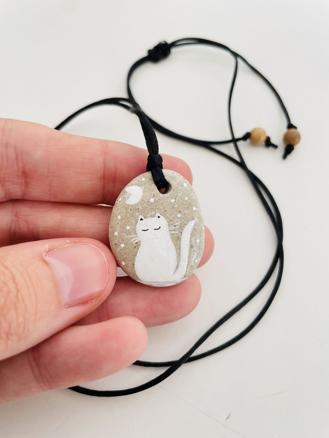 Colar Ilustrado Gato Branco