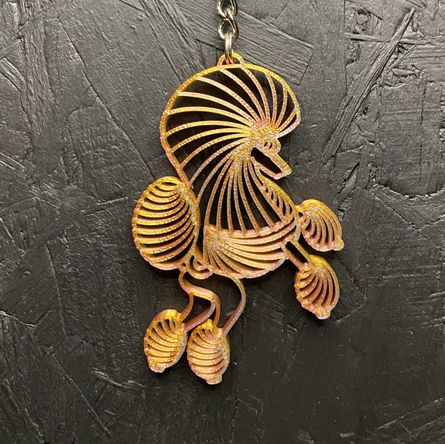 3D - Keychain Poodle Continental Lime Pink