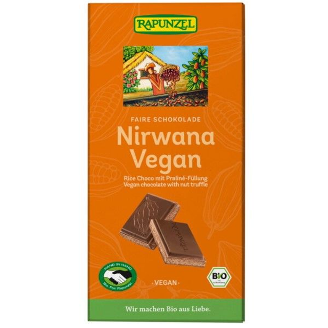 Rapunzel Nirwana vegane Schokolade mit Pralinenfüllung 100g Tafel