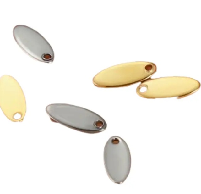 Charms à graver en forme de grain de riz – Acier inoxydable