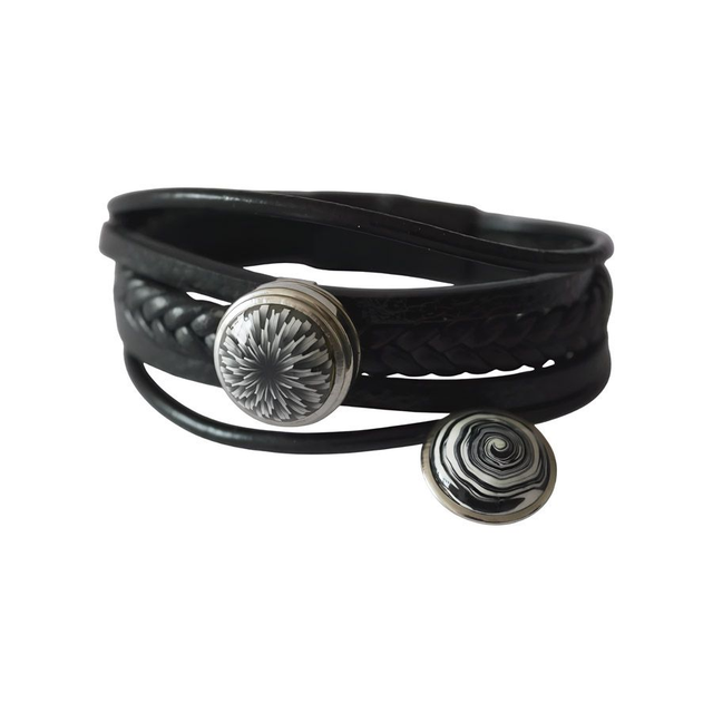 Bracelet homme cuir tressé noir dahlia noir