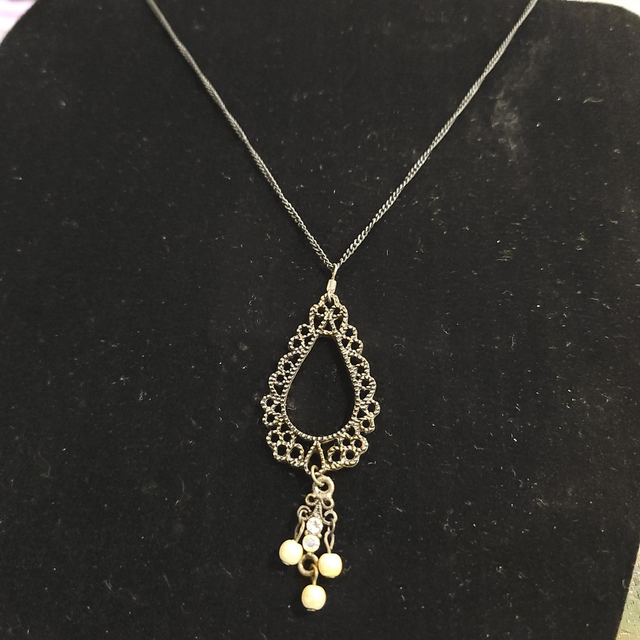 Vintage Bronze &amp; Pearl Necklace