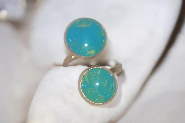 Bague extensible doré / turquoise