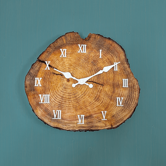 Handcrafted Textured Pine Wood Clock