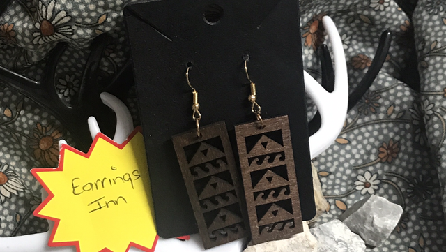 Brown Wood Dangling Earrings-SWDE78