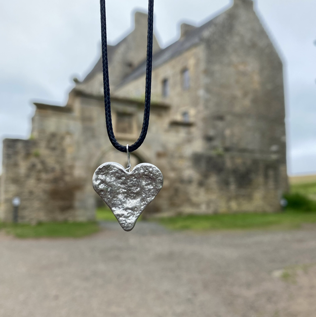Outlander filming locations textured heart pendant