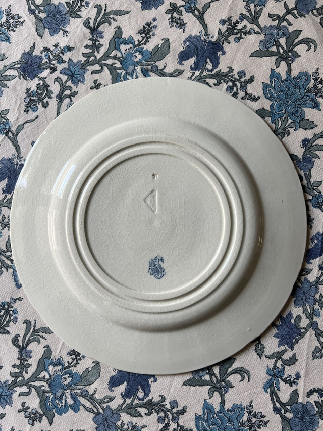 OISEAUX 3 - Assiette plate aux Oiseaux par la manufacture française de Gien - Terre de Fer