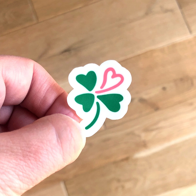 Lucky Four Leaf Clover Sticker – Love &amp; Chance Decal for St. Patrick&#039;s Day Decor