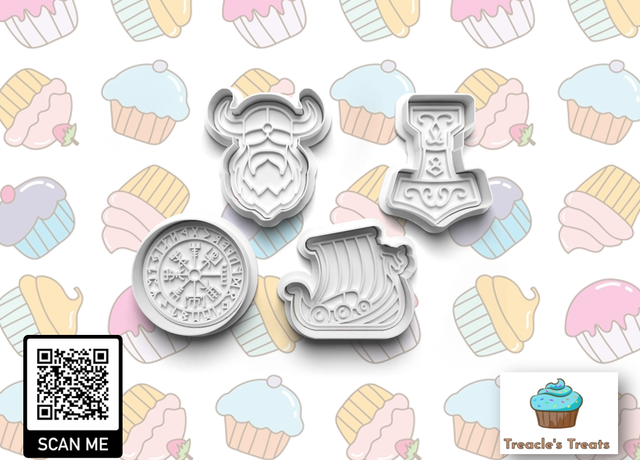 Viking Theme Fondant/cookie stamp with matching cutter 