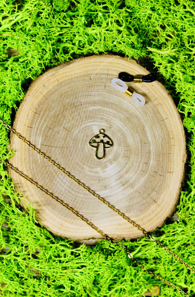 Chaine de lunettes intemporelle dorée personnalisée Champignon