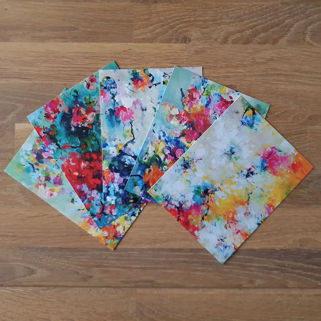 Kaartenset (glanzend) 5 stuks, incl. enveloppen wit (set d)