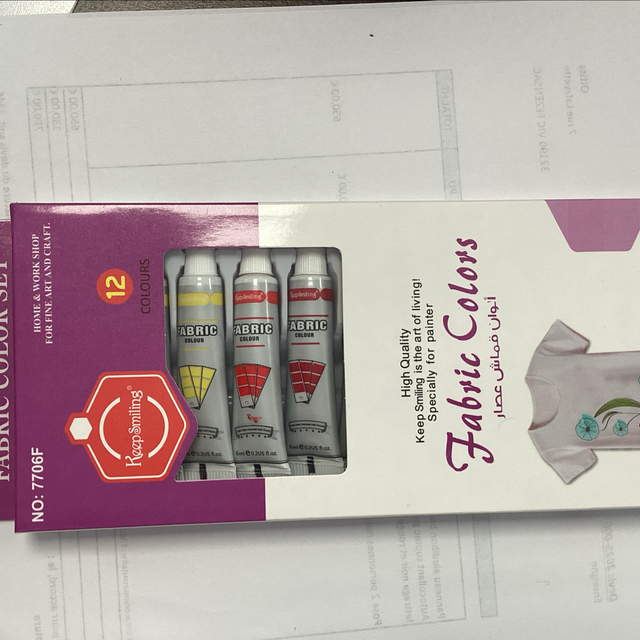 Peintures pour tissu, 12 pièces